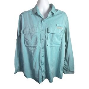 EXOFFICIO VENTED MEN'S XL BLUE SHIRT FISHING HIKING OUTDOOR POCKETS ROLL SLEEVES